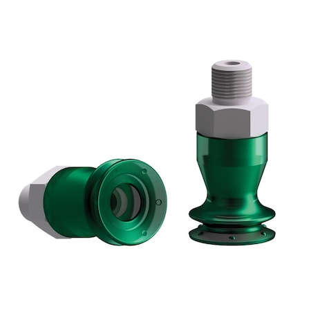 Fipa Bellows vacuum cup diam. 11 mm, Monoflex  green 50 Degrees, fitting M5-male 22.011.332.22